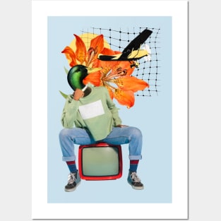Duck Human sitting on Television Posters and Art